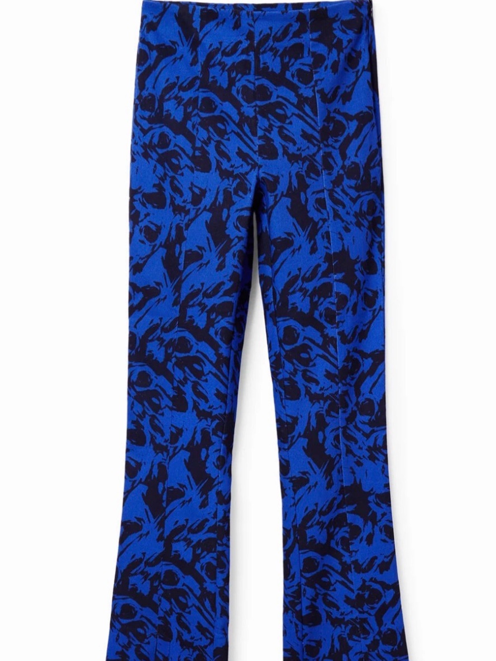 Blue and Black Patterned Flare Pants